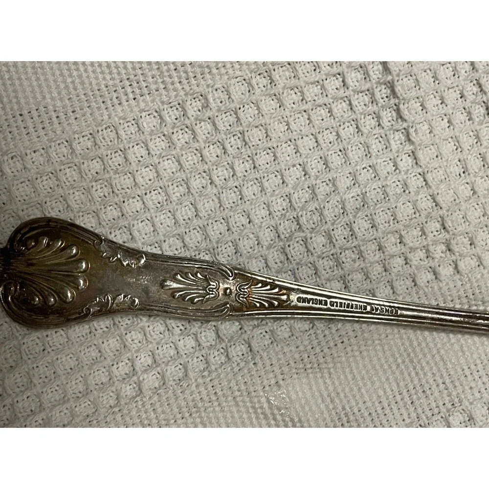 Antique EPNS Sheffield England Berry Serving Spoon with Embossed Fruit Design